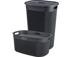 Curver Filo Wasmand met deksel 55L + Wasmand 45L - Antraciet