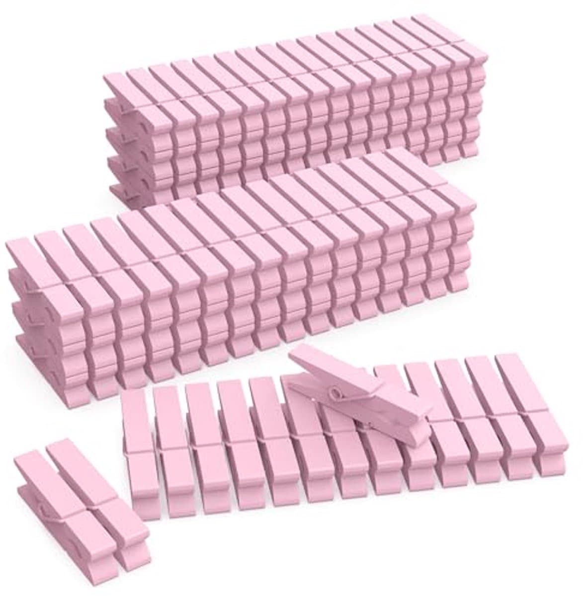 Mini Houten Gekleurde Wasknijpers Licht Roze - Pack van 128 — afbeelding 1