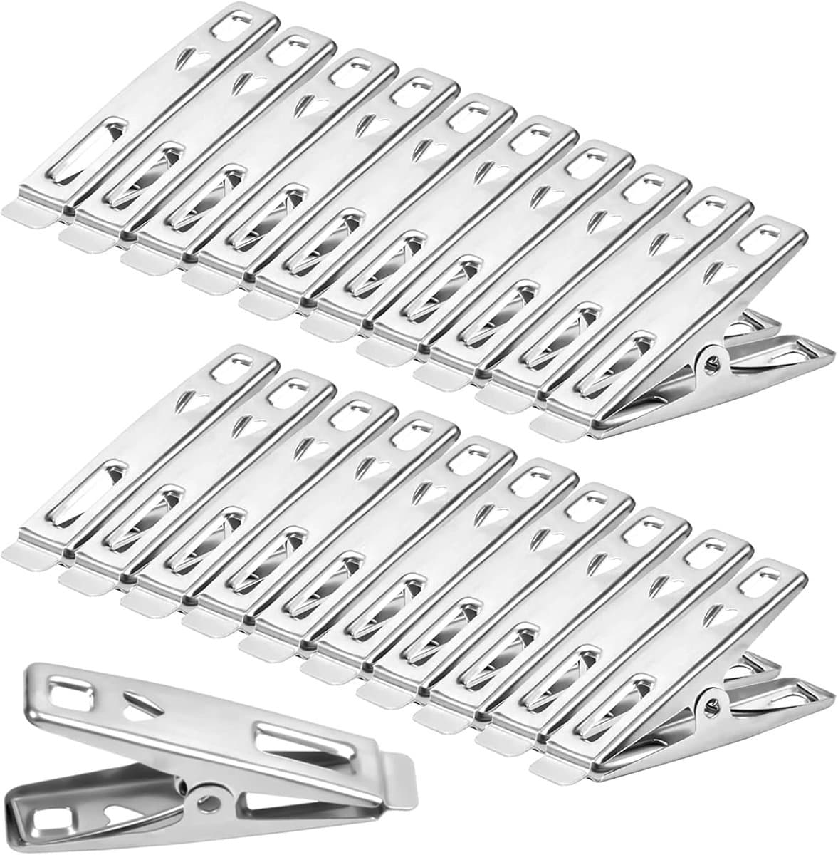 40 Stuks Antislip Wasknijpers, Winddicht en Roestvrij Roestvrijstalen Wasknijpers, Rvs Wasserij Pinnen, Wasknijpers, Metalen Kleding Pinnen Clips, voor Dagelijkse Hangende Kleding Voedselzegel Foto — afbeelding 1