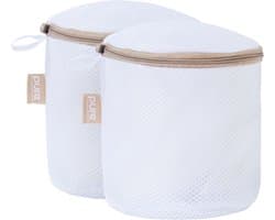 Pure Laundry Club BH Waszakken - Set van 2 Stuks – Rond (ø15×17 cm) - Vormvaste Waszakjes met Auto-Lock Rits & Beschermflap - Beschermt Beugels & Cups - Wasnet voor BH’s & Delicate Lingerie