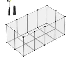 Songmics - Buitenren - dierenhok - ren - 145 x 72 x 57 cm - met bodemplaten - kunststof - voor cavia's, hamsters, konijnen, egels etc.