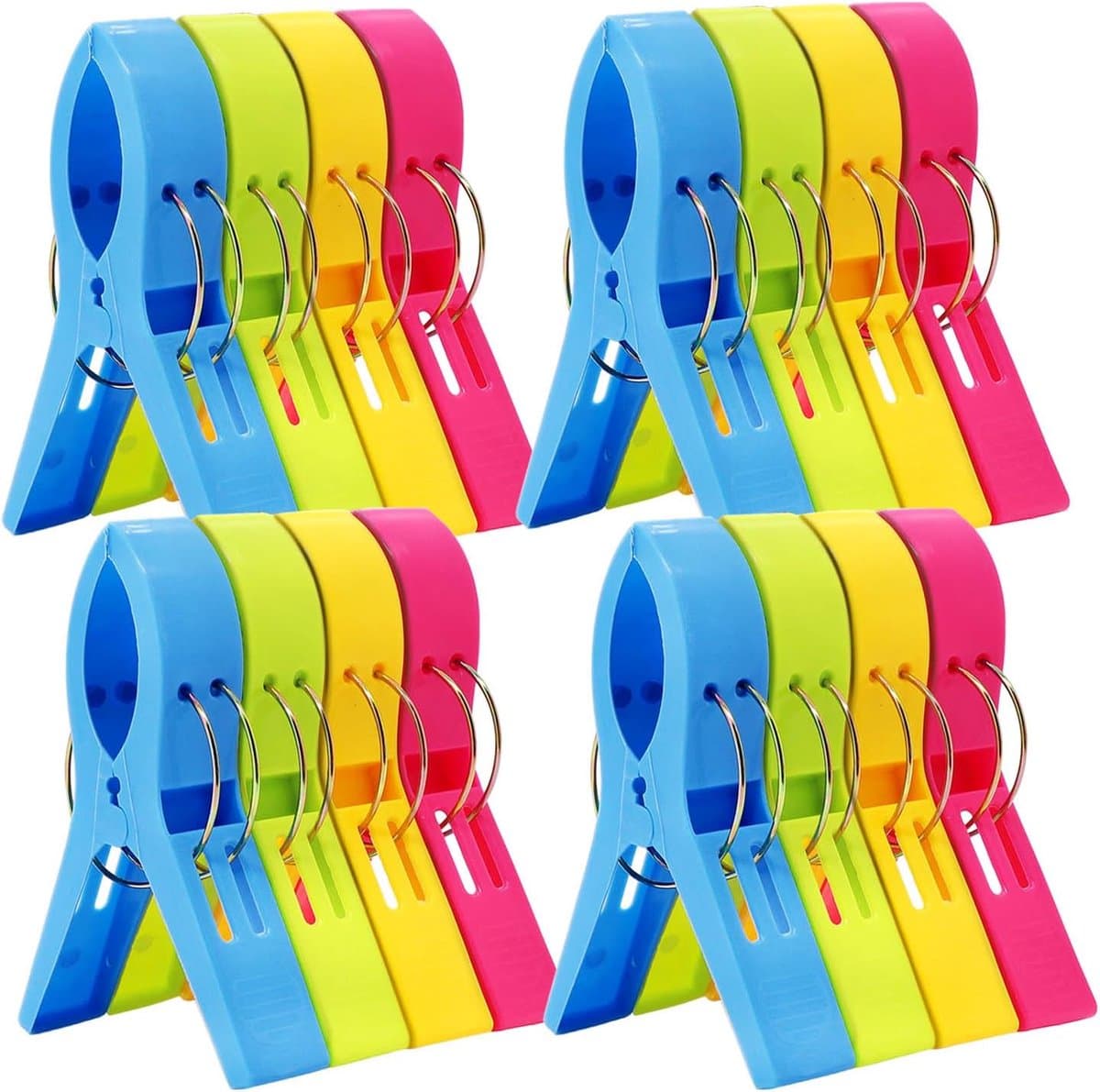 16-pack strandstoel handdoekklemmen - essentiële cruise-artikelen, zwembadstoelklemmen, grote ophangklemmen, strandlakenhouder, wasknijpers om te voorkomen dat uw handdoek wegwaait, must-have voor op vakantie — afbeelding 1