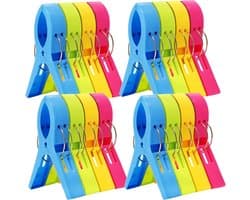 16-pack strandstoel handdoekklemmen - essentiële cruise-artikelen, zwembadstoelklemmen, grote ophangklemmen, strandlakenhouder, wasknijpers om te voorkomen dat uw handdoek wegwaait, must-have voor op vakantie