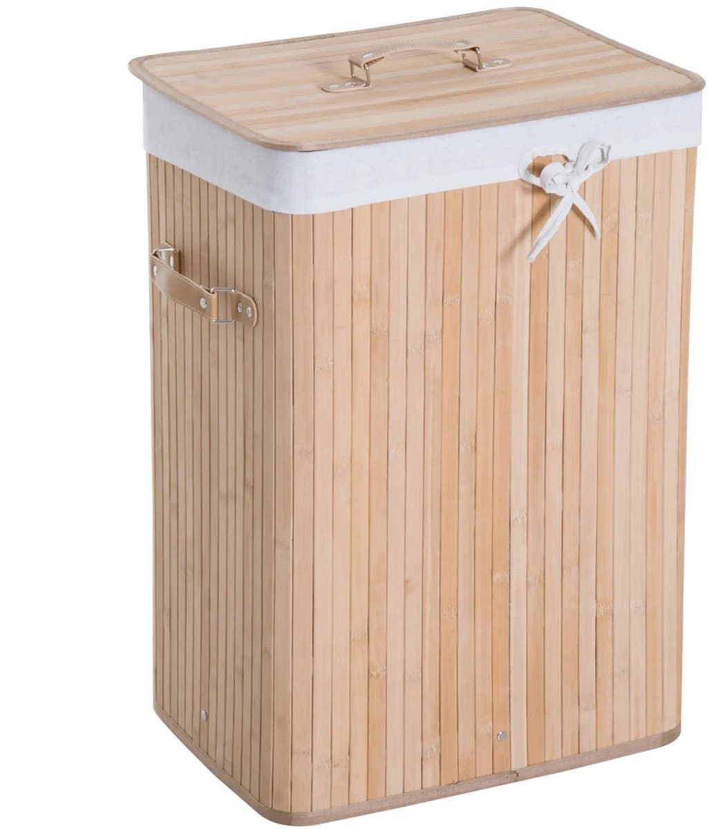 Pugsdrly Smalle wasmand met deksel 72 l Wasmand met handgreep, uitneembare waszak, wasbox voor wasruimte slaapkamer badkamer natuur — afbeelding 1