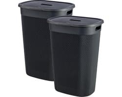 Curver Filo Wasmand met deksel 55L - 2 stuks - Antraciet — afbeelding 1