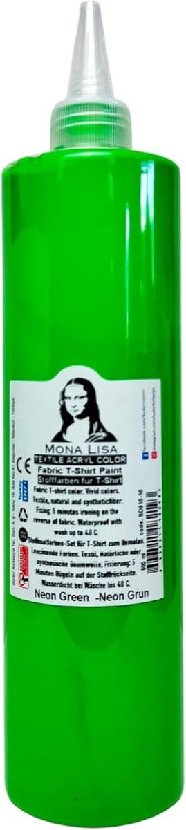 Südor Textielverf 500 ml, neon groen.Wasbestendige textielverf voor lichte stoffen. Wasmachinebestendig, wasbestendig. Fixatie door strijken — afbeelding 1