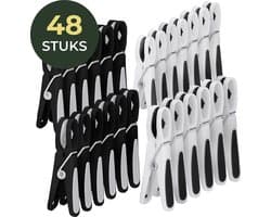 Gandria Wasknijpers 48 Stuks - Kunststof Wasknijpers - Set van 48 Plastic Knijpers - Wasrek Knijpers 10 Kg - Zwart/Wit en Wit/Zwart
