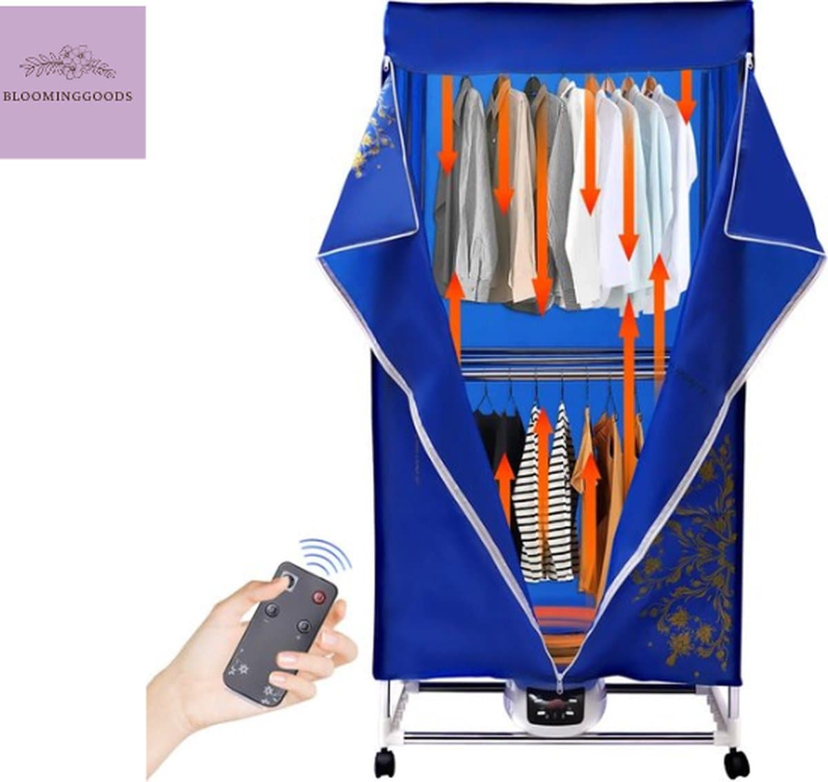 Elektrisch Droogrek - Droogrek met Verwarming - Droogtoren - Staand Wasrek - Opvouwbaar - 1500W - Low Noise - 150x70x48cm - incl. Afstandsbediening — afbeelding 1