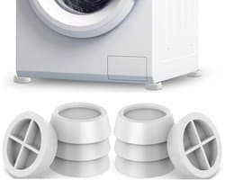 Trillingsdempers Wasmachine/Droogkast - 6 stuks - Trillingsmat - Voetjes wasmachine - Voetjes Droger - Wasmachine Geluidsdempers / Vibratiedempers - Wasmachine demper - Anti Vibratie - Antislip Rubber - Antislipmat - Schokdempers wasmachine - Wit