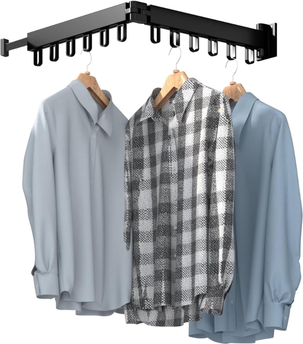 ZRNS® Wanddroogrek - Droogrek Muur - Wasrek Inklapbaar - Zwart — afbeelding 1