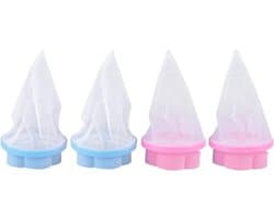 Vierdelige Waszak voor het Verwijderen van Dierenharen - Filter Mesh Bag voor de Wasmachine in Blauw en Roze