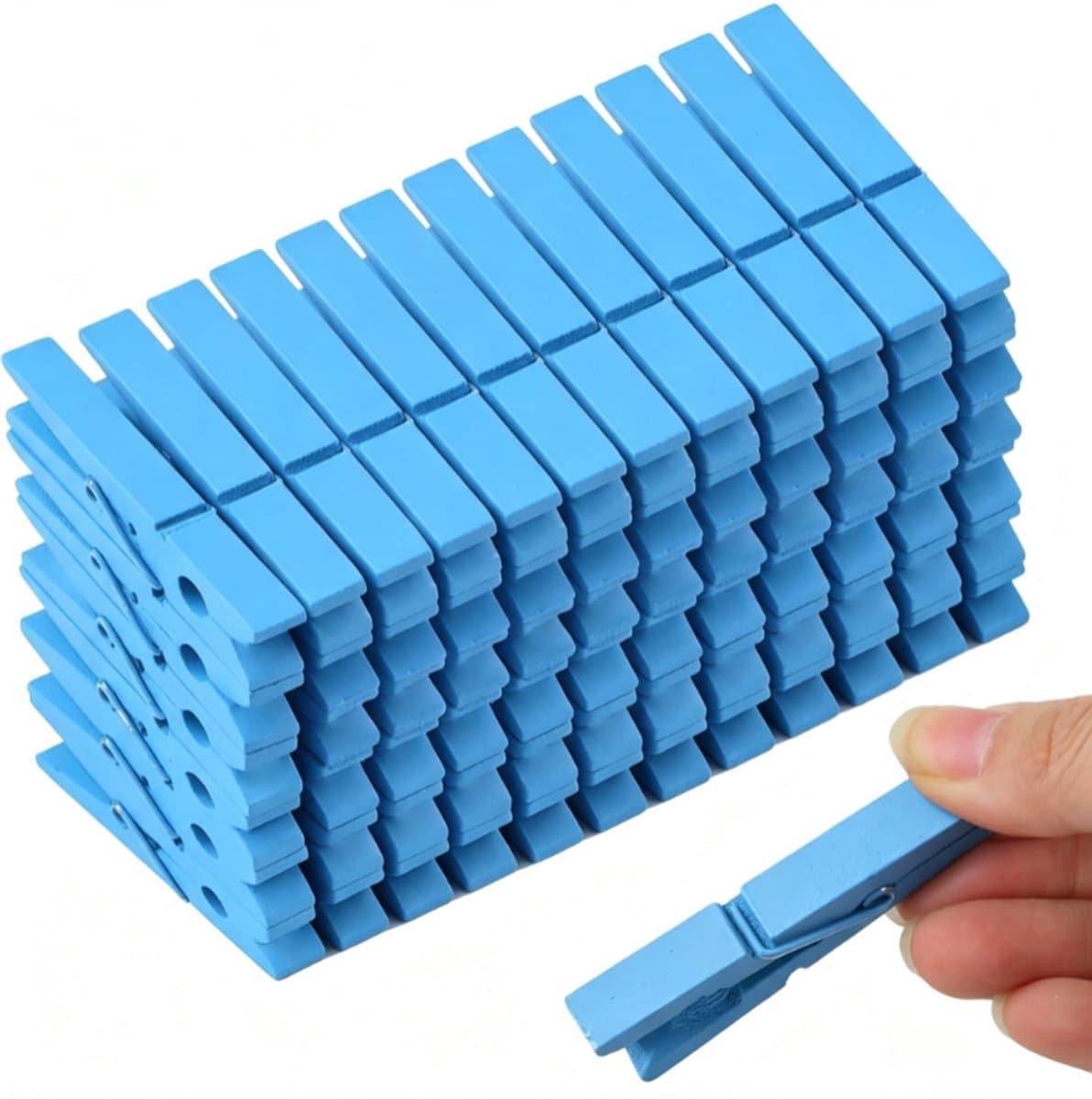 Kleurrijke houten wasknijpers – fotoclips, wasknijpers, knutselspullen en decoratie voor in de klas,blauw,7.3*1CM — afbeelding 1