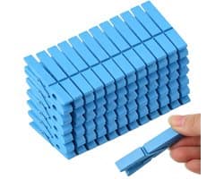 Kleurrijke houten wasknijpers – fotoclips, wasknijpers, knutselspullen en decoratie voor in de klas,blauw,7.3*1CM