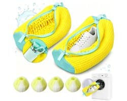 2 Stuks Schoenwaszak voor Wasmachine- Waszak voor Schoenen met 360° Reinigingspluche- Herbruikbare Schoenen Waszak met Ritssluiting- Sneaker Waszak voor Wasmachine en Droger- Geschikt voor Alle Schoensoorten en Maten- 39 × 19 cm