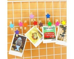 Dailygoody - mini clips - sterren wasknijpers hout - kleurrijke