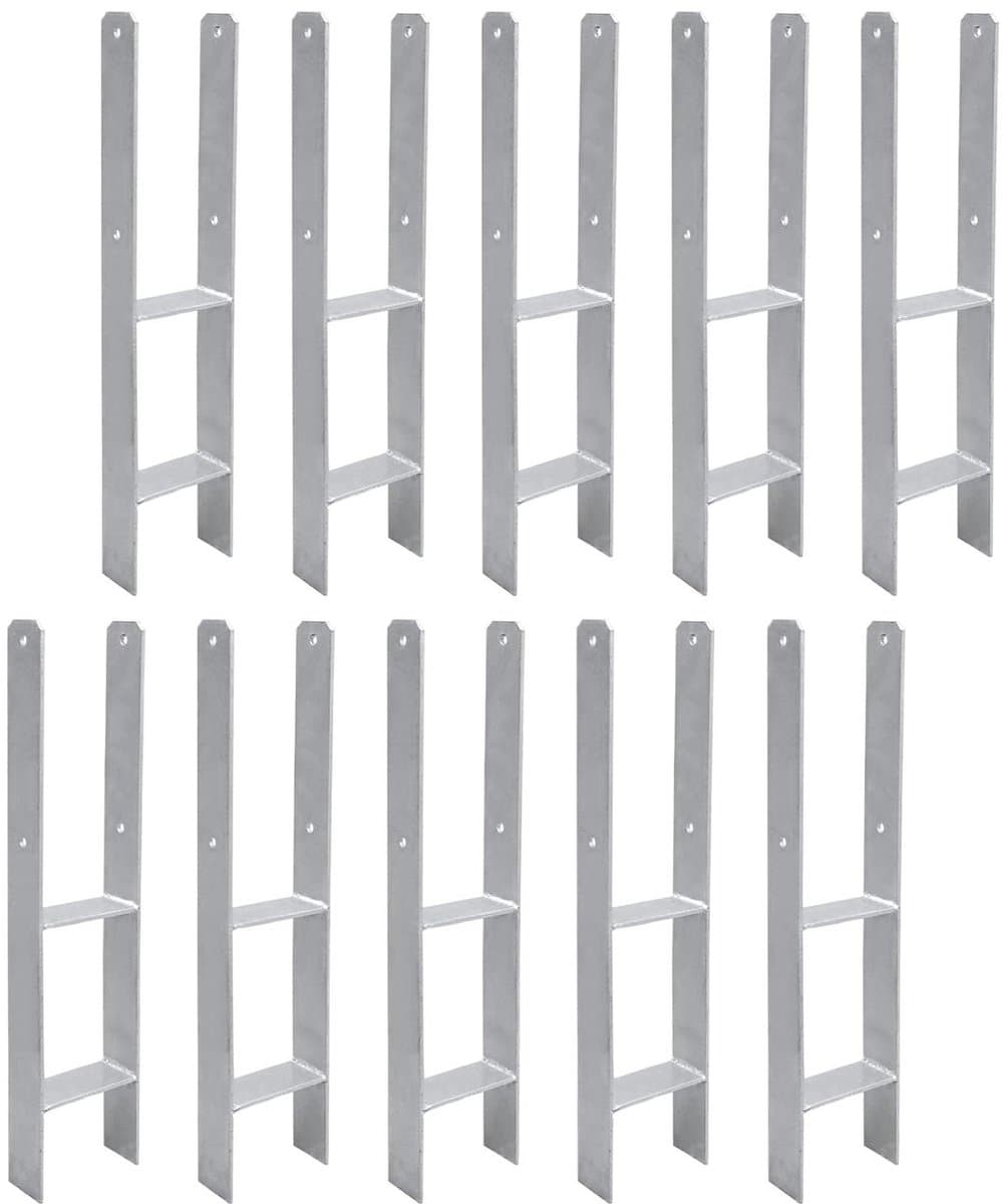 H-paalanker 10 stuks - Paaldrager grondanker - Houtbouw projecten - Corrosiebestendig staal - 600 mm lengte - Grijs — afbeelding 1