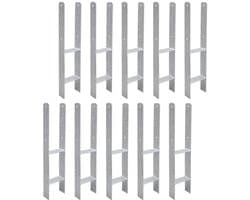 H-paalanker 10 stuks - Paaldrager grondanker - Houtbouw projecten - Corrosiebestendig staal - 600 mm lengte - Grijs