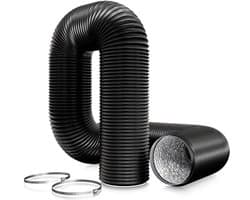 Aluminium Flexibele Afvoerslang PVC 125mm x 6m voor Afzuigkap en Ventilator - PromoHome Zwart