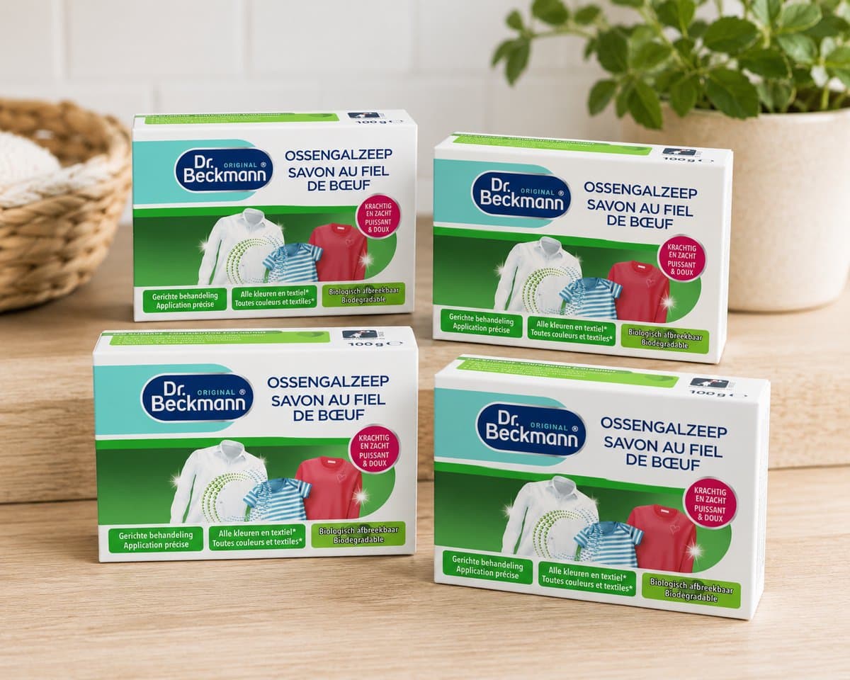 Dr. Beckmann Ossengalzeep - 4 x 100 gram - Natuurlijke allrounder tegen vlekken - met de bewezen kracht van galzeep - bevat 0% geur-, kleur- en bleekstoffen - — afbeelding 1