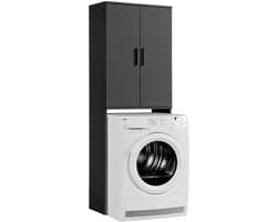 Wasmachinekast - Badkamerkast - Ruimte Besparen - Verstelbare Planken - 180x65x34 cm - Antraciet