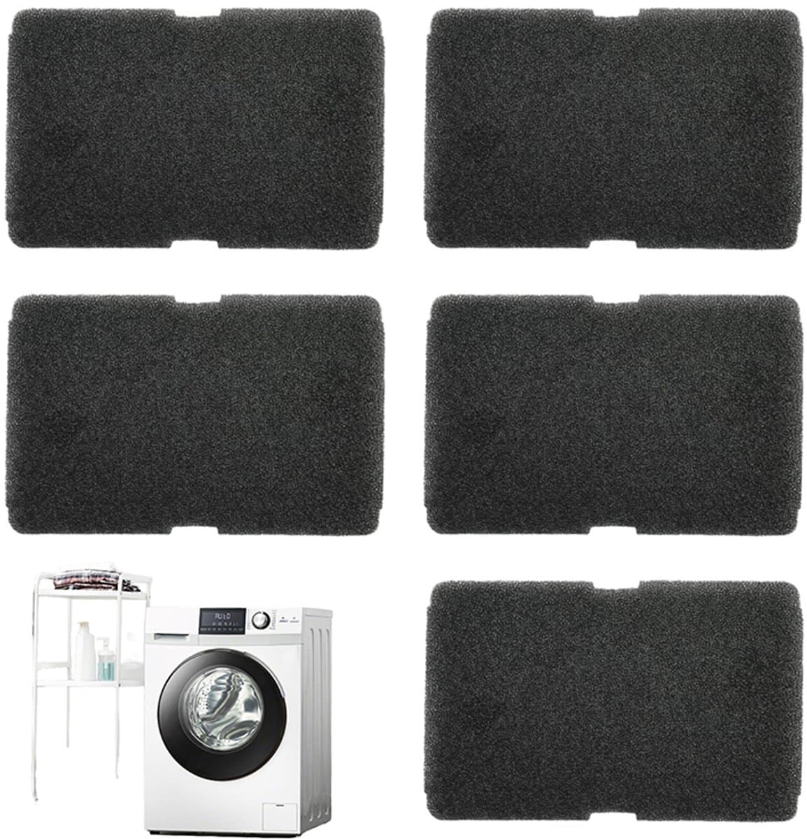 5-stuks Wasdroger filter - Droogtrommelfilters - Reserveonderdelen voor schuimfilters voor droogtrommels - Filters voor wasdrogers - Sponsfilters - Accessoires voor droogtrommelfilters - 24,4*15,5 cm - Geschikt voor Beko, Grundig, Blomberg - Zwart — afbeelding 1