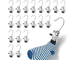 20 stuks klemhaken, 360° draaibare handdoekklemmen, wasknijpers roestvrij staal, antislip kleerhangerclip, voor het ophangen van sokken, ondergoed, handdoeken, kleding en hoeden