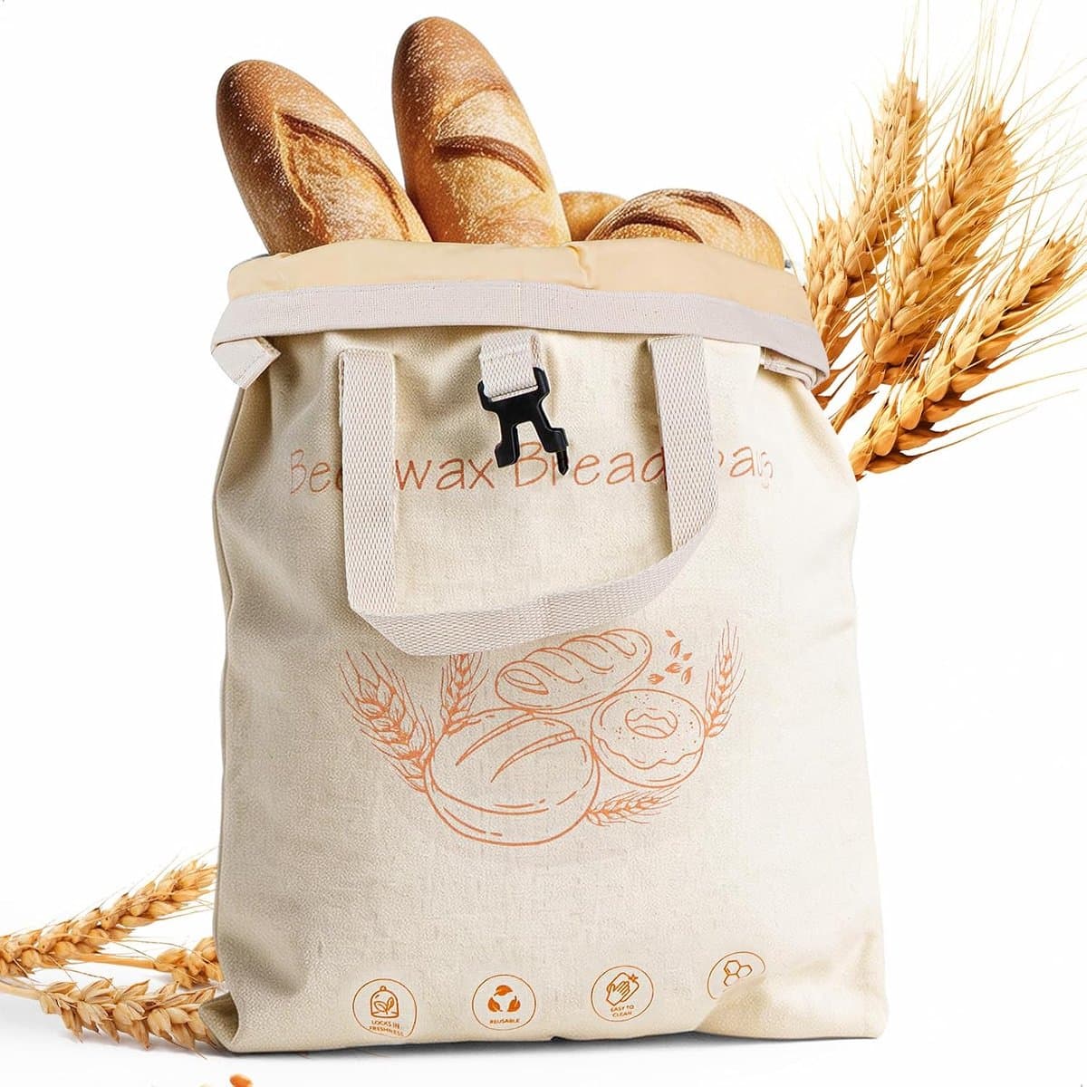 Herbruikbare waszak 43 × 33 cm - bijenwaszak - met handgrepen - houdt brood vers - ShopVlot — afbeelding 1