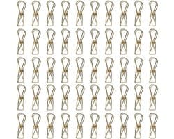 50 stuks metalen draadklemmen, multifunctionele stalen draadklemmen, minispelden voor kleding, rekeningen, papier, kantoorbenodigdheden, keuken, kamperen (32 mm, goud)