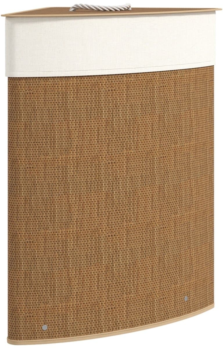 Wasmand 35 × 35 × 60 cm houtkleur bamboe, wasgoedmand met deksel en uitneembare waszak, eenvoudig ontwerp, praktisch en mooi, gebruiksvriendelijk, geschikt voor slaapkamer, badkamer en wasruimte — afbeelding 1
