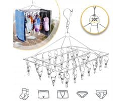 Opvouwbare Droogrek Sokkenhanger Met 36 Clips - Rechthoekig Droogrek Van Hoogwaardig Roestvrij Staal Clips Die Dunne Stoffen Goed Vastklemmen Winddichte Haaksluiting Neemt Geen Vloerruimte in Beslag - Wasorganizer Voor Studentenkamers