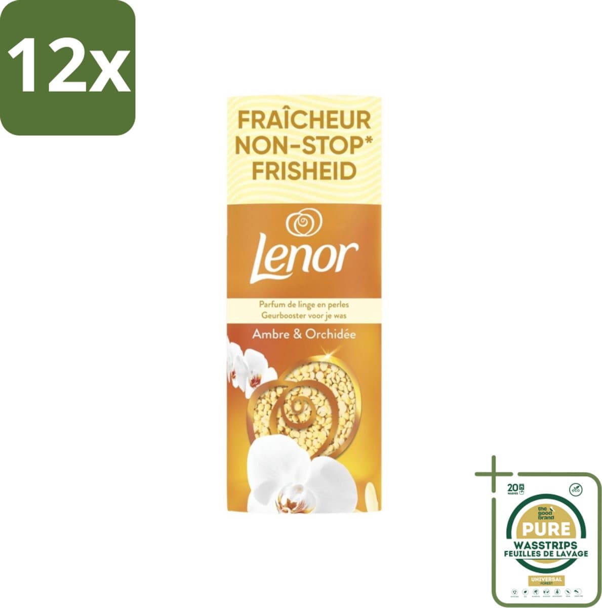 Lenor – Geurbooster – Amber & Orchidee – 12 Wasbeurten – 155 g - Voordeelverpakking - 12 stuks - Luxegeur - Orchidee — afbeelding 1