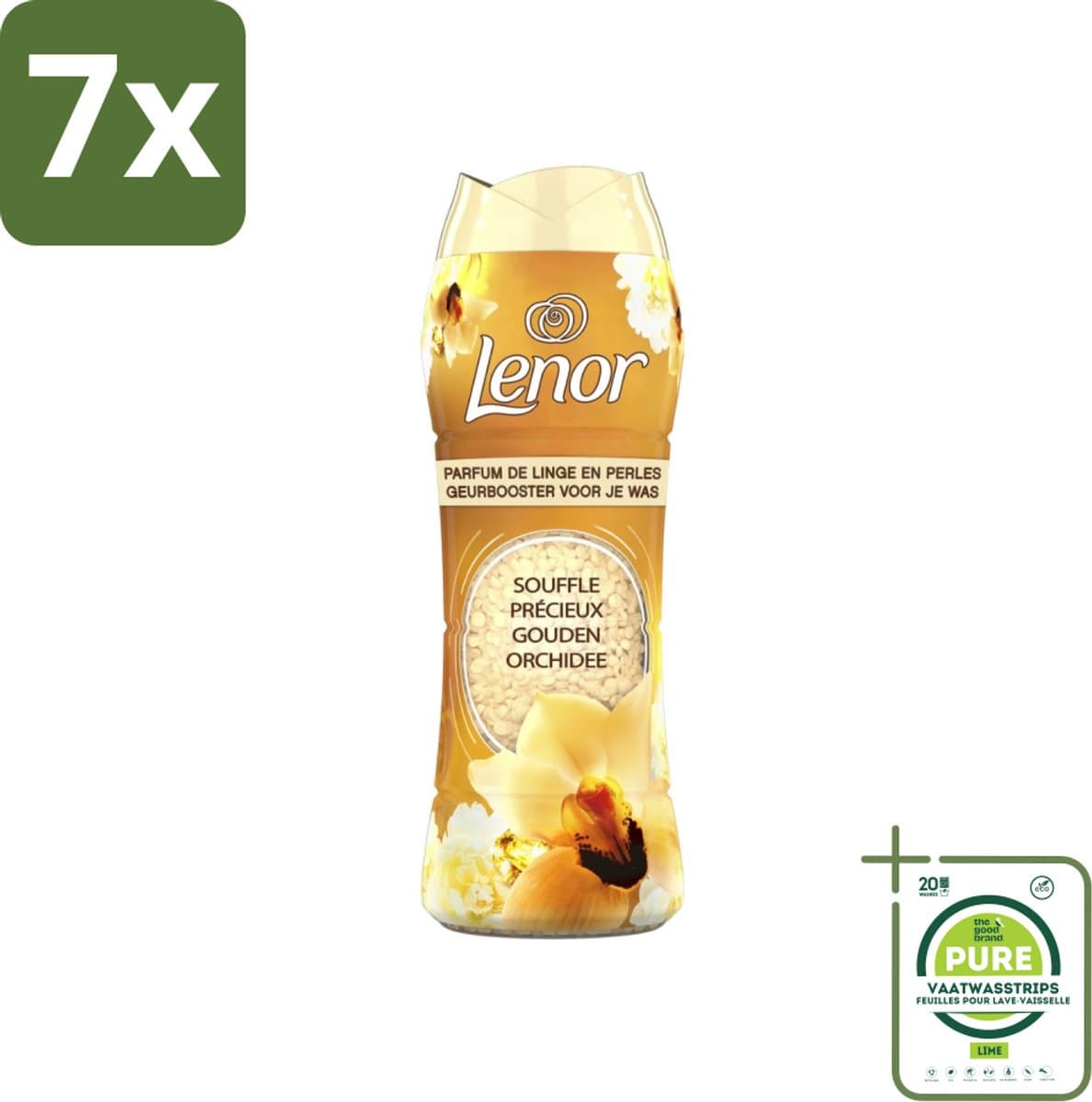 7 x Lenor - Geurbooster - Gouden Orchidee - 22 Wasbeurten - Grootverpakking - Lenor Geur - Wasgeur - Geurbooster - Wasverzachter - Gouden Orchidee — afbeelding 1