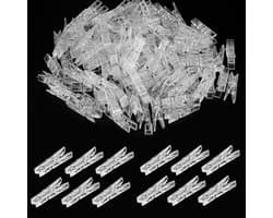 50 stuks hangende clips, doorzichtige wasknijpers, transparante kunststof klemmen, mini-klemmen, kleine hangende veerclips voor het ophangen van foto's, lichtsnoeren