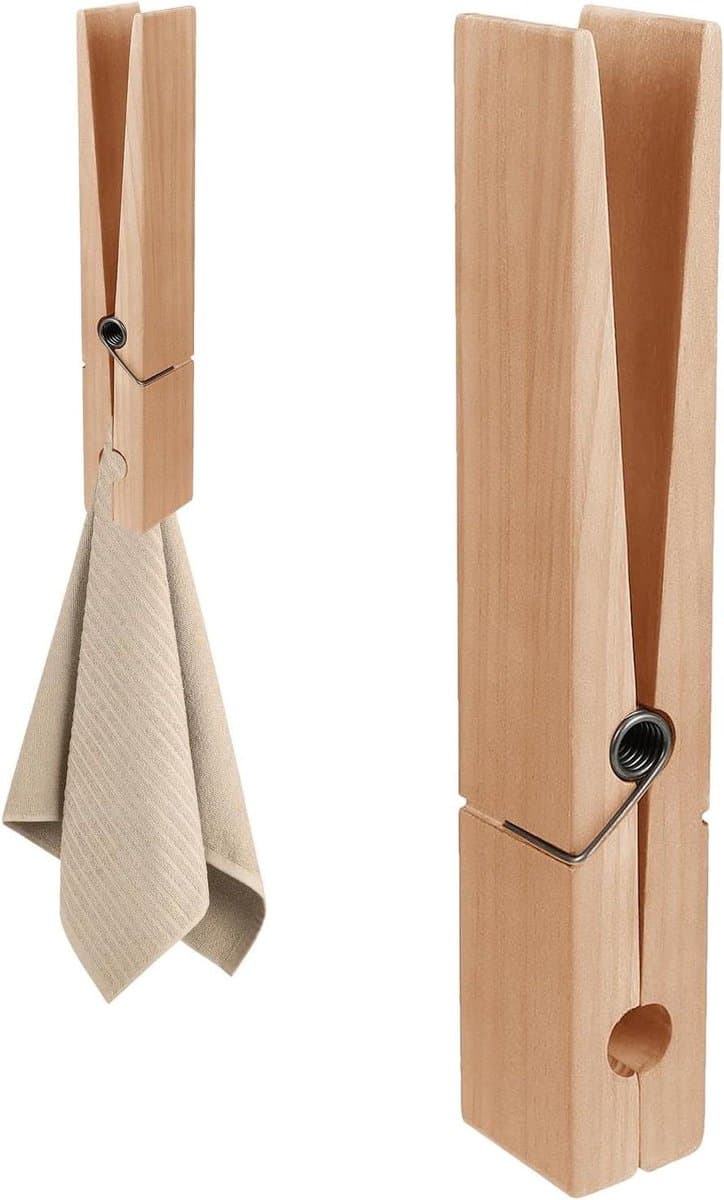 Reuze Wasknijpers - Grote Kledingclips - Handdoeken Ophangen - Duurzaam Hout Materiaal - 30 cm - Houtkleur — afbeelding 1