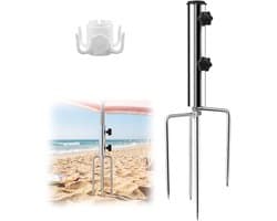 Grondanker - Metaal - 46 cm - Met 4 Haken en Grondpennen - Voor Parasol en Outdoor Gebruik