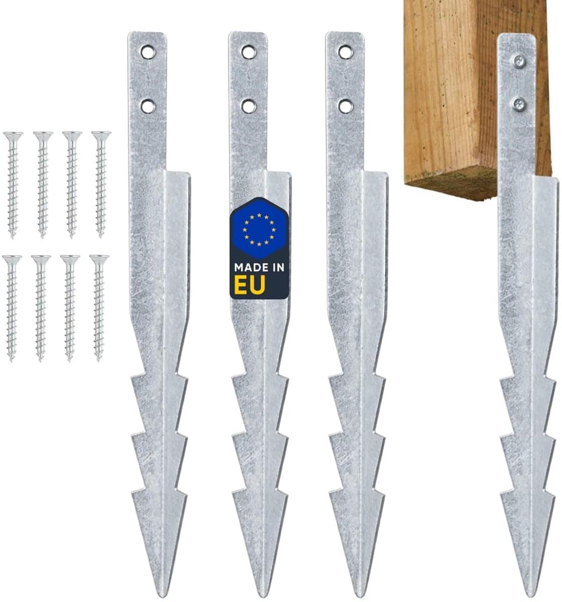 Grondanker - Verzinkt Staal - 430 mm - Set van 4 Stuks - Bevestiging voor Schommels met Stalen Frame — afbeelding 1
