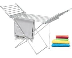 Elektrisch droogrek - Verwarmd wasrek - Was efficiënt drogen - Spatwaterdicht IPx1 - 12 meter drooglijn - Wit