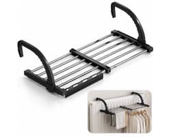 BOTC Droogrek Hangend 64-110cm - Radiatordroogrek - Uitschuifbaar wasrek voor balkon - Wasrek voor balkonreling -6,6m drooglengte