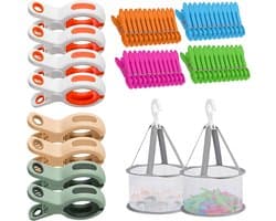 56 Stuks Kledingknijpers - Grote Kledingknijpers zonder Print, Handige Towel Clips voor Ligbedden en Wasgoed