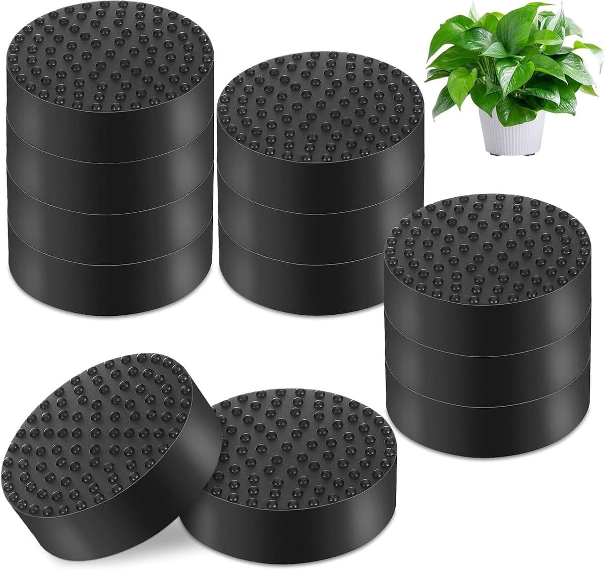 12-delig pakket onzichtbare bloempotvoetjes, voetjes voor bloembakken, zwart antislip rubberen voetjes, voor alle binnen- en buitenbloempotten — afbeelding 1