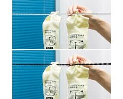 Intrekbare Waslijn - Reiswaslijn Kampeerwaslijn - Kleding Drogen - Elastisch Verstelbaar - 2.8 meter - Zwart Wit