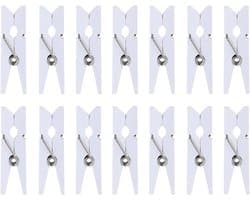 Mini Houten Knijpers - Wasknijpers Foto - Decoratie Foto's - Natuurlijk Hout - 3.5 cm - Wit