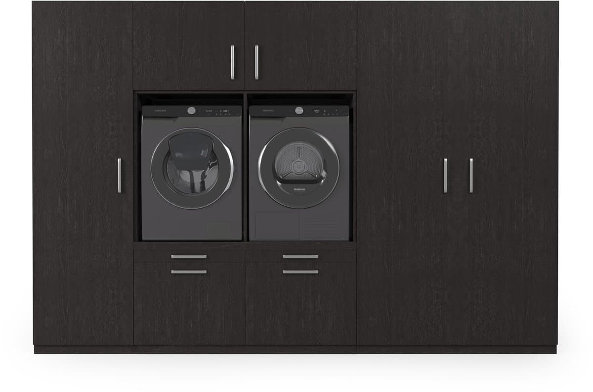 Wasophoogte® Wasmachine Kast Johannesburg - Wasmachine verhoger - Wasmachine ombouw - 700(D)*3130(B)*2110(H) mm - Zwart — afbeelding 1