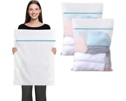Wasnetjes met ritssluiting - Wit-groen - 60 x 80 cm - Robuust polyester wasnet voor delicate kleding