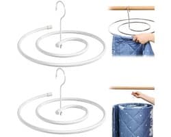 2-stuks Spiraalvormig droogrek voor quilts - Droogrek van roestvrij staal - Spiraalvormige kledinghanger - Droogt kleding snel en neemt weinig ruimte in beslag - 42×15cm - Geschikt voor het drogen van dekbedden, dekens, sjaals, enz - Wit