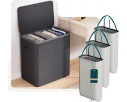 Zavio® Wasmand 3 Vakken - Wassorteerder - Wasmand - Antraciet