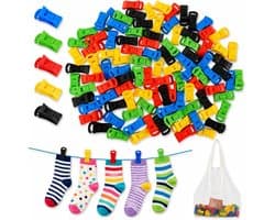 100 stuks sokkenklemmen voor wasmachine en droger met opbergdoos, sokkenhouder, wasmachine met haken, sokken met sokkenclip direct in de lade zonder ze te vouwen sokken