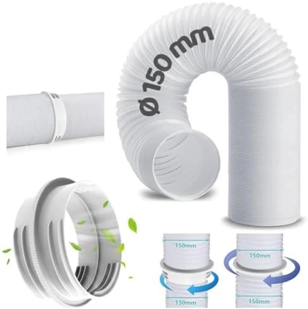 200 cm verlengslang voor airconditioner, adapter met een diameter van 150 mm, linksdraaiend, afvoerslang voor airconditioner, verlengslang voor airconditioner, afvoerslang voor airconditioner — afbeelding 1