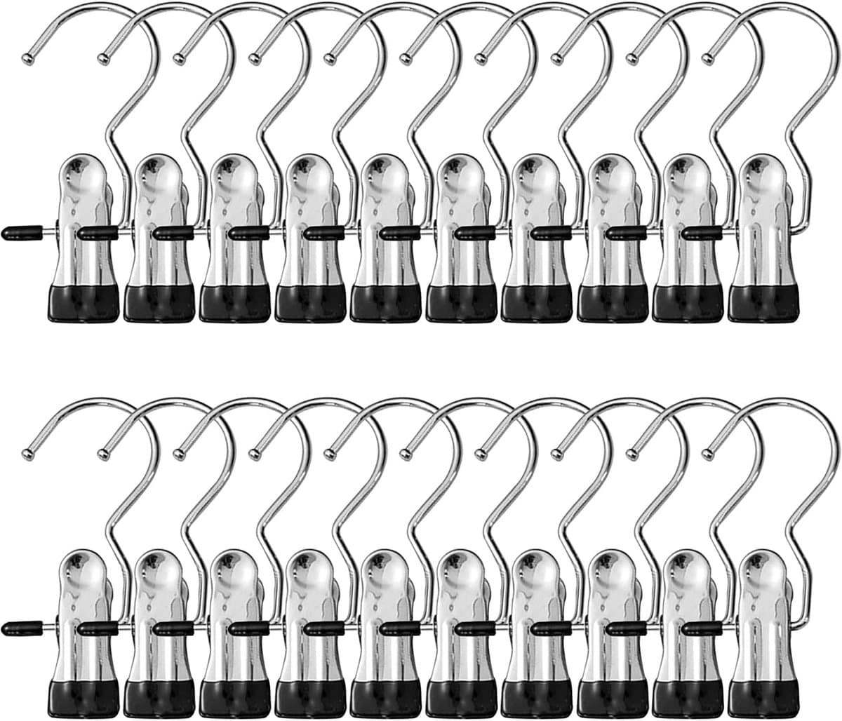 Wasknijpers, cliphaken, draagbare wasknijpers, 360° wasknijpers, kledinghangers, metalen haken met tang, voor broeken, schoenen, handdoeken — afbeelding 1