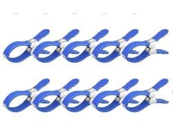 Zeilklemmen - 10 stuks - Clips Voor Zwembadafdekkingen - Dekzeil Klemmen - RVS - Winddicht en krasvast - Stevige klemming - Geschikt Voor Het Drogen Van Dekbedden, Sokken, Kleding En Zwembadafdekkingen - 12CM - Blauw